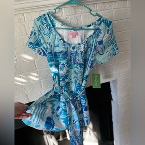 Lilly Pulitzer Vivien Silk top Catch of the Day Toile